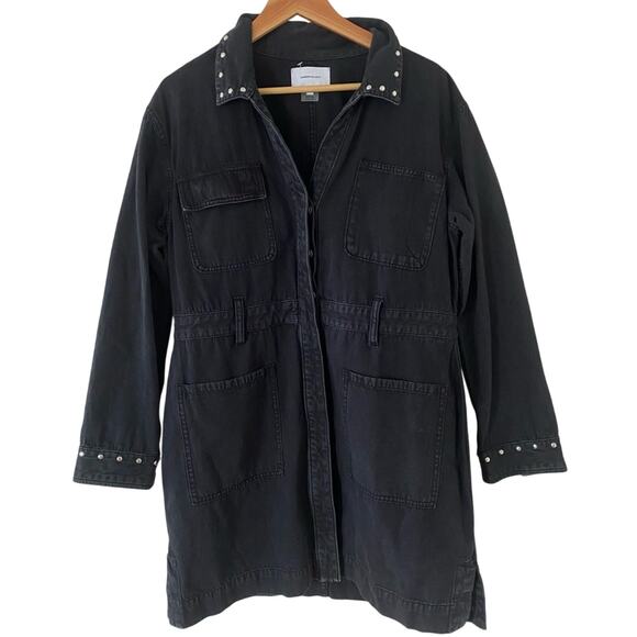 Current/Elliott Debbie Studded Western Gray Denim Shirt Dress Size XL Preloved - Picture 2 of 7